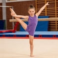 thumbnail image 4 of WAYUTE Girls Romper Crewneck Sleeveless Solid Color Stretchy Seamless Gymnastics Dance Outfits Leotard for Toddler Kids Casual Summer, 4 of 4