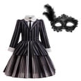 thumbnail image 1 of Addams Costume pour Filles, Tenues d'Uniforme d'Académie Cosplay, Ensembles de Costumes à Rayures pour Fille avec Jupe Plissée pour l'Halloween, 1 of 7