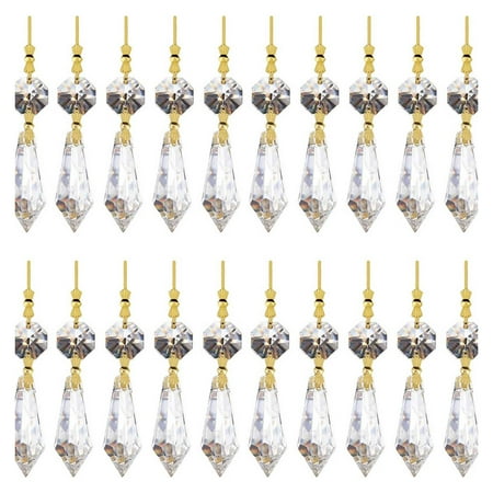 

BAOQIN Deals！ 20PC Crystal Pointed Bead Lighting Pendant Transparent Teardrop Crystal Pendant Accessories Crystal Lamp Pendant Clearance！