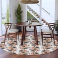 thumbnail image 3 of Orange Floral Round Area Rug 8Ft Washable Large Circle Rugs for Living Room Dorm, Abstract Watercolor Flower Leaf Plant Non-Slip Carpet Floor Mats Indoor Outdoor Carpet Runner Aesthetic Home Decor, 3 of 8