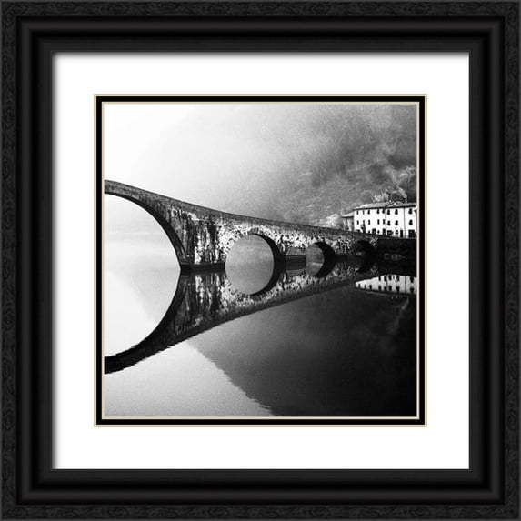 Maffei, Franco 26x26 Black Ornate Wood Framed with Double Matting Museum Art Print Titled - devils bridge