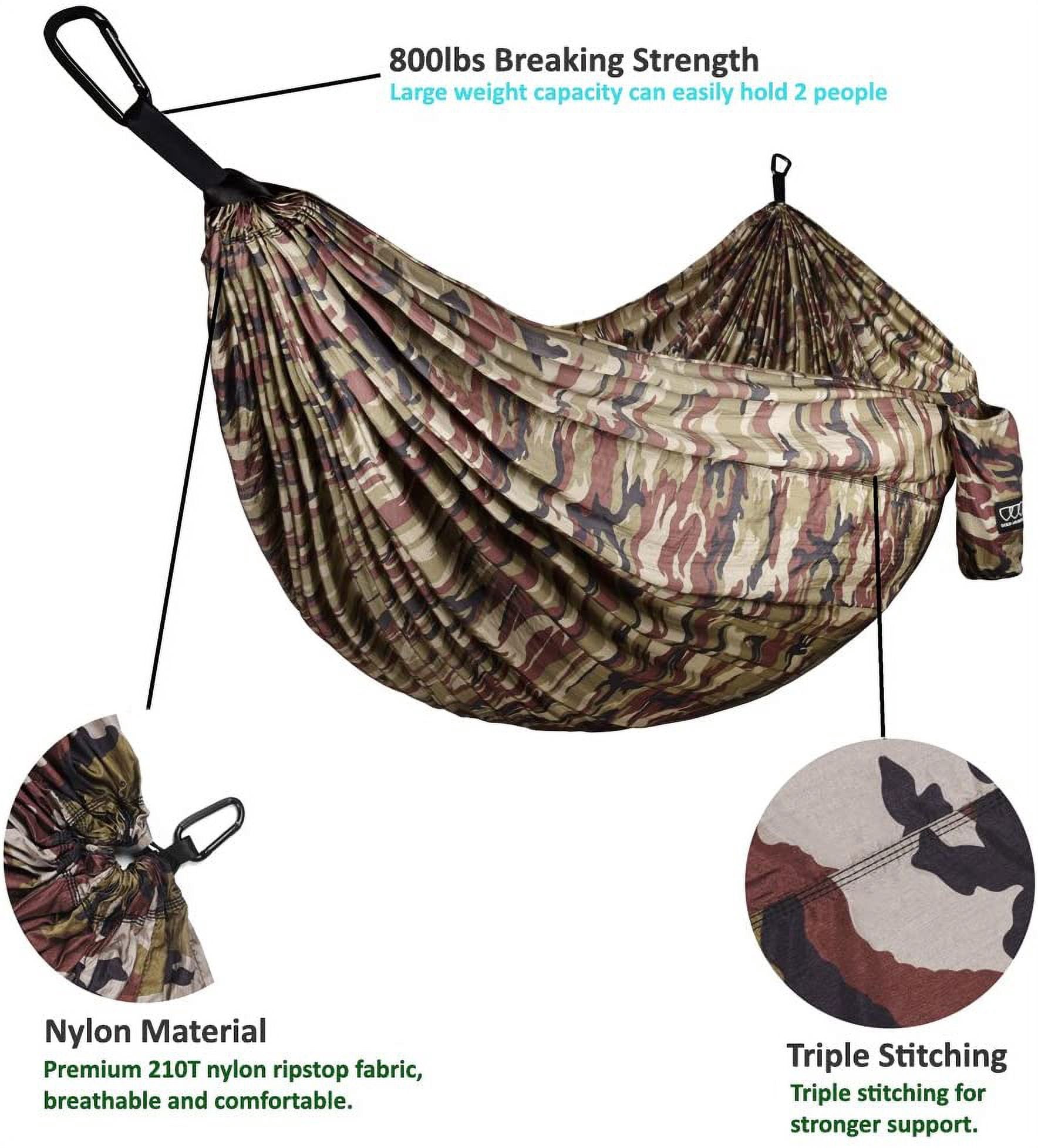 Gold Armour Camping Hammock - Extra Large Double Parachute Hammock Camo