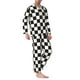 thumbnail image 2 of Balery Black and White Checkerboard Pijama para Hombre de Dos Piezas con Manga Larga, Conjunto de Dormir y Descanso Suave con Bolsillos-Medium, 2 of 7