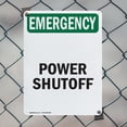 thumbnail image 5 of (2 Pack) Power Shutoff OSHA Emergency Sign 7 Inch X 10 Inch Plastic Sign, Weather Resistant, UV Protected for Workplace, Business, and Construction Site, Made in the USA, 5 of 8