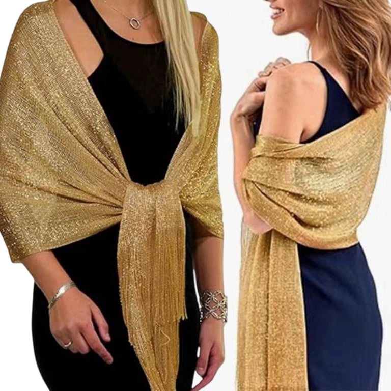 Women Evening Dress Stole Shining Silver Shawl Wrap Perfect For Bride  Wedding Party Shoulder Wrap All Matching Accessory