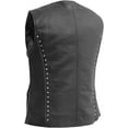 thumbnail image 2 of First Mfg Co - Diana - Women's Motorcycle Biker Riding Black Leather Vest - 2X Large, 2 of 5
