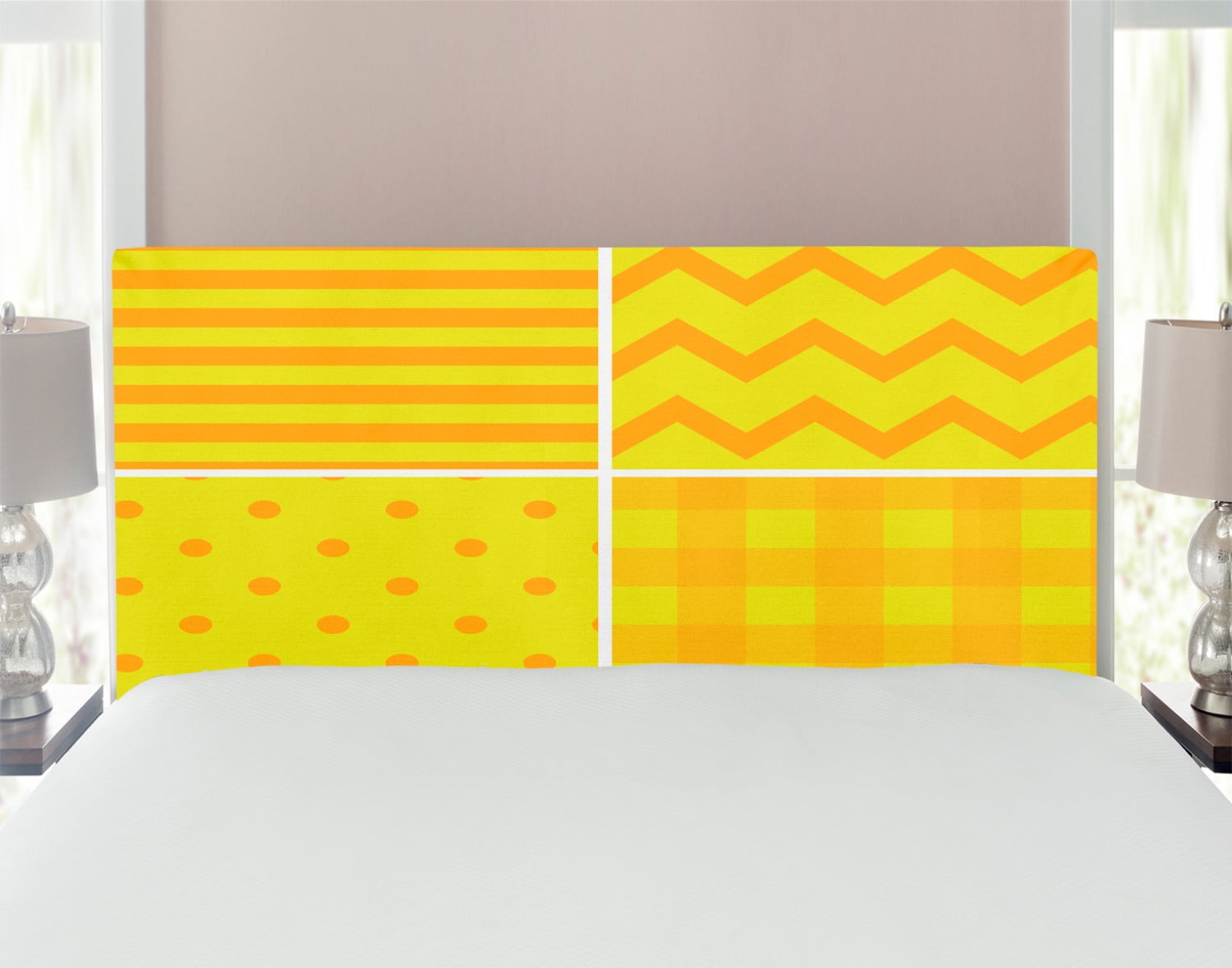 Yellow Headboard, Illustration Different Patterns in Flat Design Zigzag