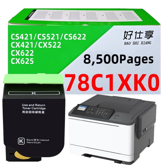 78C1XK0 78C1XC0 78C1XM0 78C1XY0 Toner Cartridge Compatible with Lexmark CS421 CS421dn CS521 CS521dn CS622 CS622de CX421 CX421adn CX522ade CX622 CX622ade CX625ade Printer