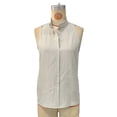 thumbnail image 5 of Mandarin Collar Womens Cotton-Linen Tops Sleeveless V-Neck Solid Blouses Perfect Shirts for Dressy Business Office and Date Nights Wear, 5 of 5