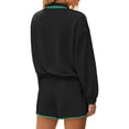 thumbnail image 6 of Long Sleeve Women 2 Pieces Sweatsuit Half Button Sweatshirt and Shorts Sets Outfit, 6 of 6