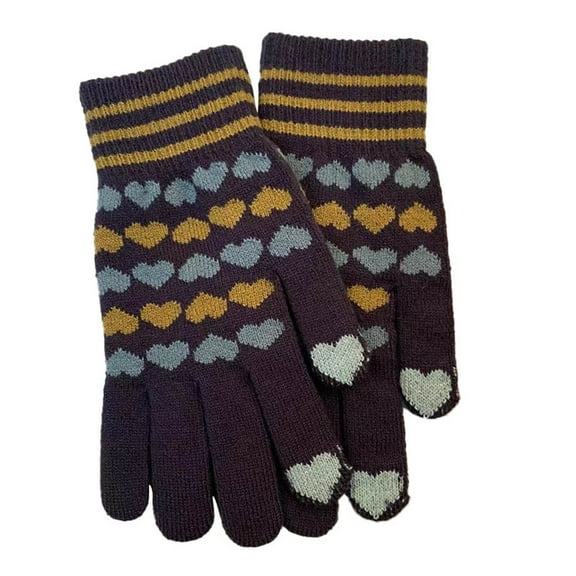 ZQUUVOU Women's Winter Gloves Touchscreen Vintage Plaid Warm Knit Lining Gloves Cold Weather Texting Mittens for Christmas Navy