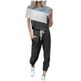 thumbnail image 2 of Itsame Sweatsuits 2pc Sets Womens Short Sleeved and Pants Fashionable Loose Shirt and Pants Two PC Gray Size L, 2 of 5