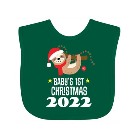 

Inktastic Babys 1st Christmas 2022 Sloth Gift Baby Boy or Baby Girl Bib