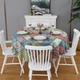 thumbnail image 2 of Multicolor Ethnic Geometric Patchwork Pattern Round Tablecloth 60"x60",Wrinkle Wipeable Table Cloth for Kitchen Dining Room Picnic Patio Party, 2 of 6