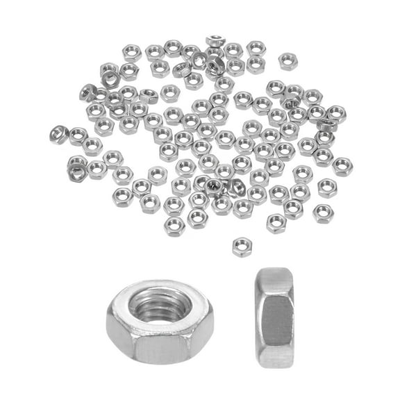 Uxcell 100 Pack Metric Hex Nuts M3 x 0.02 inch Thread Stainless Steel Hexagon Nut for Machinery Automotive