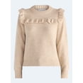 thumbnail image 5 of Free Assembly Women’s and Women's Plus Ruffle Yoke Sweater with Long Sleeves, Midweight, XS-4X, 5 of 5