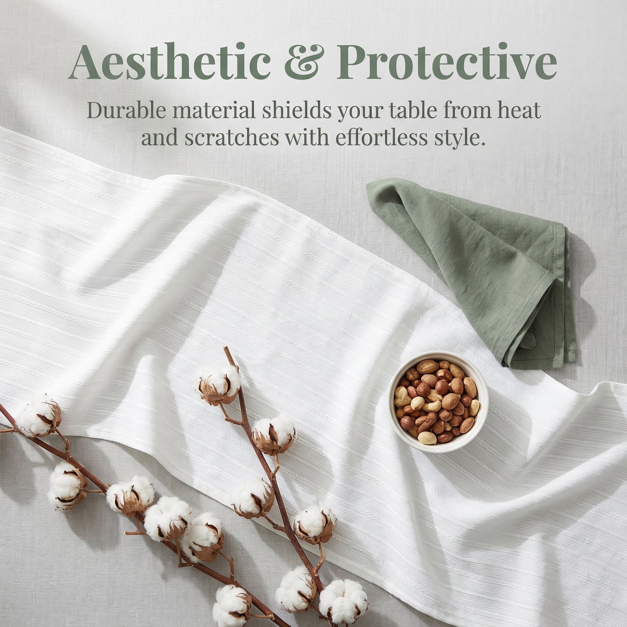 Unique Bargains Cotton Kitchen Runner for Dining Table Decoration White 11.8" x 70.9"