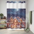 thumbnail image 6 of No Hook Shower Curtain with Built-in Rings - Gingerbread Man Christmas Washable Waterproof Fabric Bathroom Curtains for Hotel,Rentals, 72X 96 Inch Extra Long , Winter Snowy Scene White, 6 of 9