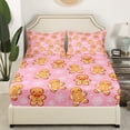 thumbnail image 3 of Christmas Gingerbread King Sheet Set,Cute Gingerbread Man Bed Sheets Set,Xmas Snowflake Flat Fitted Sheet Girls Christmas Gift Sheets,Pink Christmas Decoration, 3 of 6