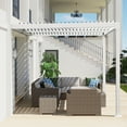 thumbnail image 3 of Aoodor 10 Ft. W x 13 Ft. D Outdoor Louvered Pergola Adjustable Louvered Sloping Roof Wall-Mounted Pergola, 3 of 6