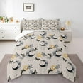 thumbnail image 2 of Exotic Moon Bedding Set Queen Size 3 Pcs,Wild Butterfly Yellow Boho Sun Comforter Set Teens Adults,Retro Gray Poppy Flowers Dreamy Quilted Comforter with 2 Pillowcases, 2 of 7