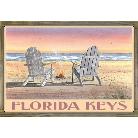 Pottery Barn Style Chair Florida Keys Adirondack Chairs Beach Metal Print on Reclaimed Barn Wood by Dave Bartholet (24