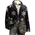 thumbnail image 3 of Lumeqa Men's Ugly Christmas Blazer Corduroy Xmas Print Holiday Party Jacket Two Button Slim Fit Business Office Blazers with Pockets, 3 of 5