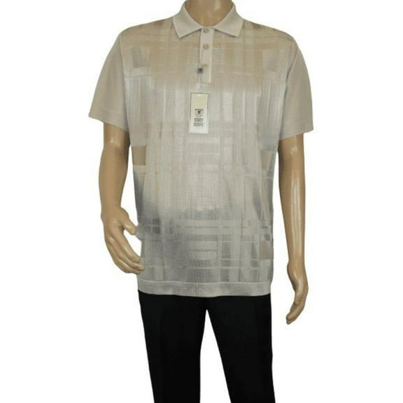 Mens Polo Shirt Slinky Sheer Short Sleeves Soft Touch Stacy Adams 57006 Taupe