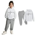 thumbnail image 4 of Kids Tracksuit Athletic Sweatsuits Sets,2 Piece Long Sleeve Grey Tracksuit Pullover Hoodie and Jogger Sweatpants Warm Fall Winter Clothes 9-10 Years Girls Outfits Cute&nbsp;Boys Girls&nbsp;Clothing, 4 of 6