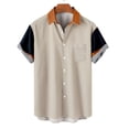 thumbnail image 5 of DeHolifer Men Shirt Short Sleeve Lapel Button Color Block Casual Shirt Loose Casual Fashion Blouse Tops Khaki L, 5 of 7