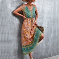 thumbnail image 2 of Vestido largo con escote en V, vestido floral para mujer Vestido floral con escote en V Vestido floral de verano para mujer Valor excepcional, 2 of 6