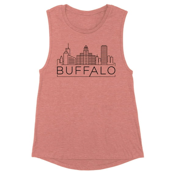 Skyline Buffalo New York Women's Muscle Tank X-Large Desert Pink