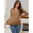 thumbnail image 4 of DARING DIVA Women's Maternity Sweater Ribbed Pullover Polo Sweater S Brown, 4 of 8
