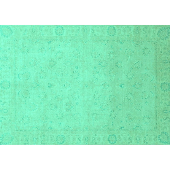 Ahgly Company Machine Washable Indoor Rectangle Abstract Turquoise Blue Modern Area Rugs, 2' x 3'