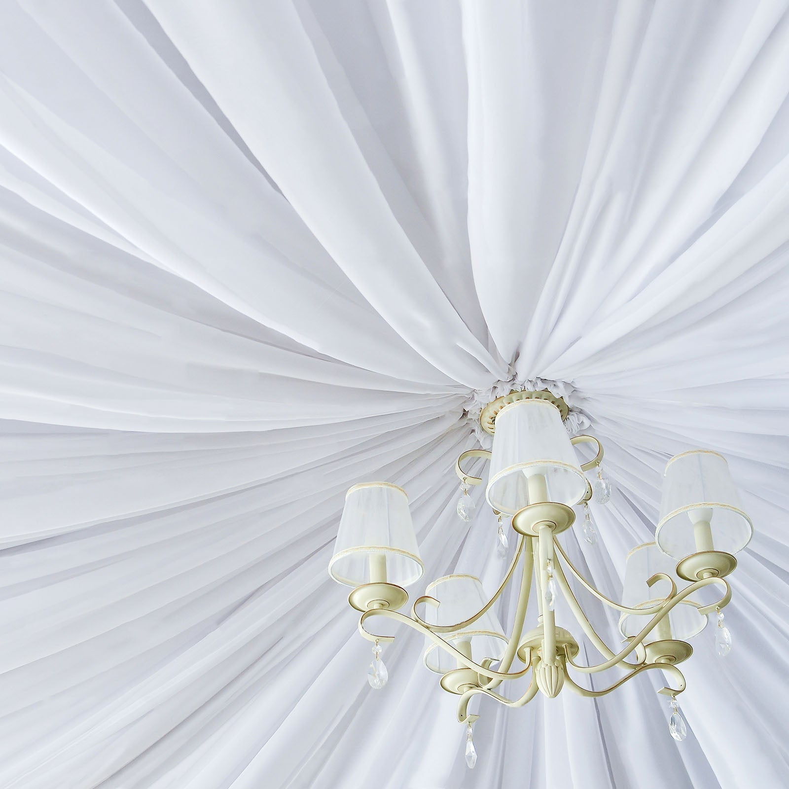 Efavormart 5ftx40ft White Polyester Ceiling Drapes Backdrop Curtain