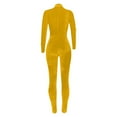 thumbnail image 4 of REALiKUN Bodycon Jumpsuit for Women Solid Color Zipper Mock Neck Long Sleeve Sexy Slim Fit Velvet Jumpsuits Rompers, 4 of 6
