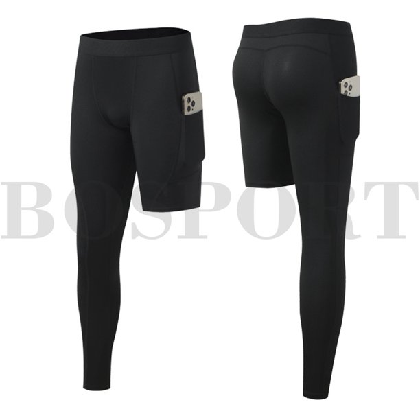 BOSPORT Pantalones Cortos De Compresión Ajustados Para Hombre Leggings Con Bolsillos Adecuados Para Baloncesto Entrenamiento De Fútbol Correr