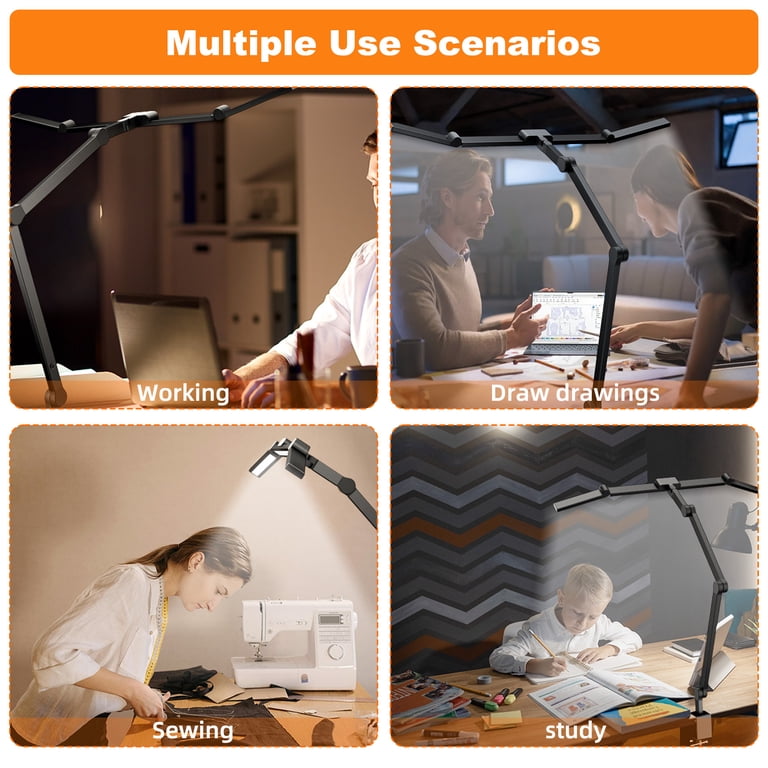Awanfi 24W 1500LM Led Desk Lamp With Clamp, Adjustable photo 5