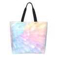 thumbnail image 3 of Large Capacity Single Shoulder Shopping Bag 19.7×15.7×5.9in Main Pocket Large To Accommodate Your Daily Needs Can Be Portable Can Be A Single Shoulder Back Gray Tie-Dye Background Rainbow Colors_4, 3 of 8