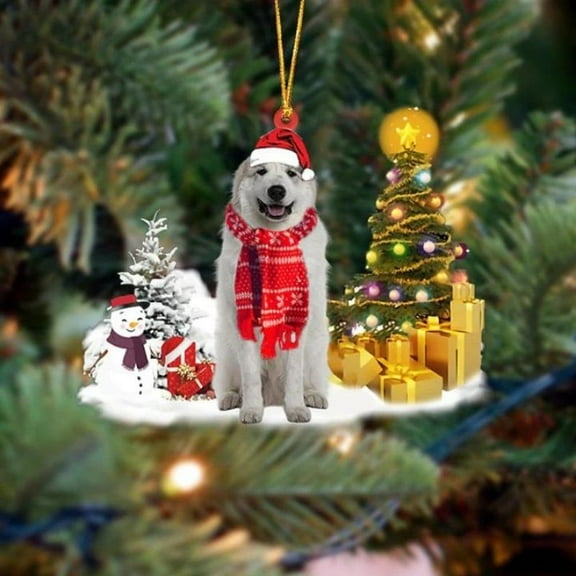 Acrylic 2D FLAT Holiday Tree Decoration Great Pyrenees Christmas Ornament SM062