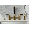 thumbnail image 3 of Kingston Brass KS8262CTLBS Continental Two-Handle 4-Hole Deck Mount Bridge Kitchen Faucet with Brass Side Sprayer in Polished Brass, 3 of 8
