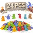 thumbnail image 1 of Piedra sensorial de dinosaurio para aula infantil, paquete de 24 con tarjetas, 1 of 8