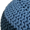 thumbnail image 6 of Nikki Boho Round Hand Knit Pouf in Blue, Navy Blue Cotton-Color:Blue/Navy Blue, 6 of 6