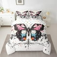 thumbnail image 2 of Butterfly 7 Piece Comforter Set Full Bed in a Bag,Pink Butterflies Bedding Sets Rustic Aesthetic Animal Sheet Set with Comforter,Watercolor Beetles Bed Set, 2 of 6