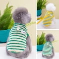 thumbnail image 2 of Comfortable Fleece Pet Vest - Fashionable Stripes Pattern Dog Blouse with Traction Ring, 2 of 7