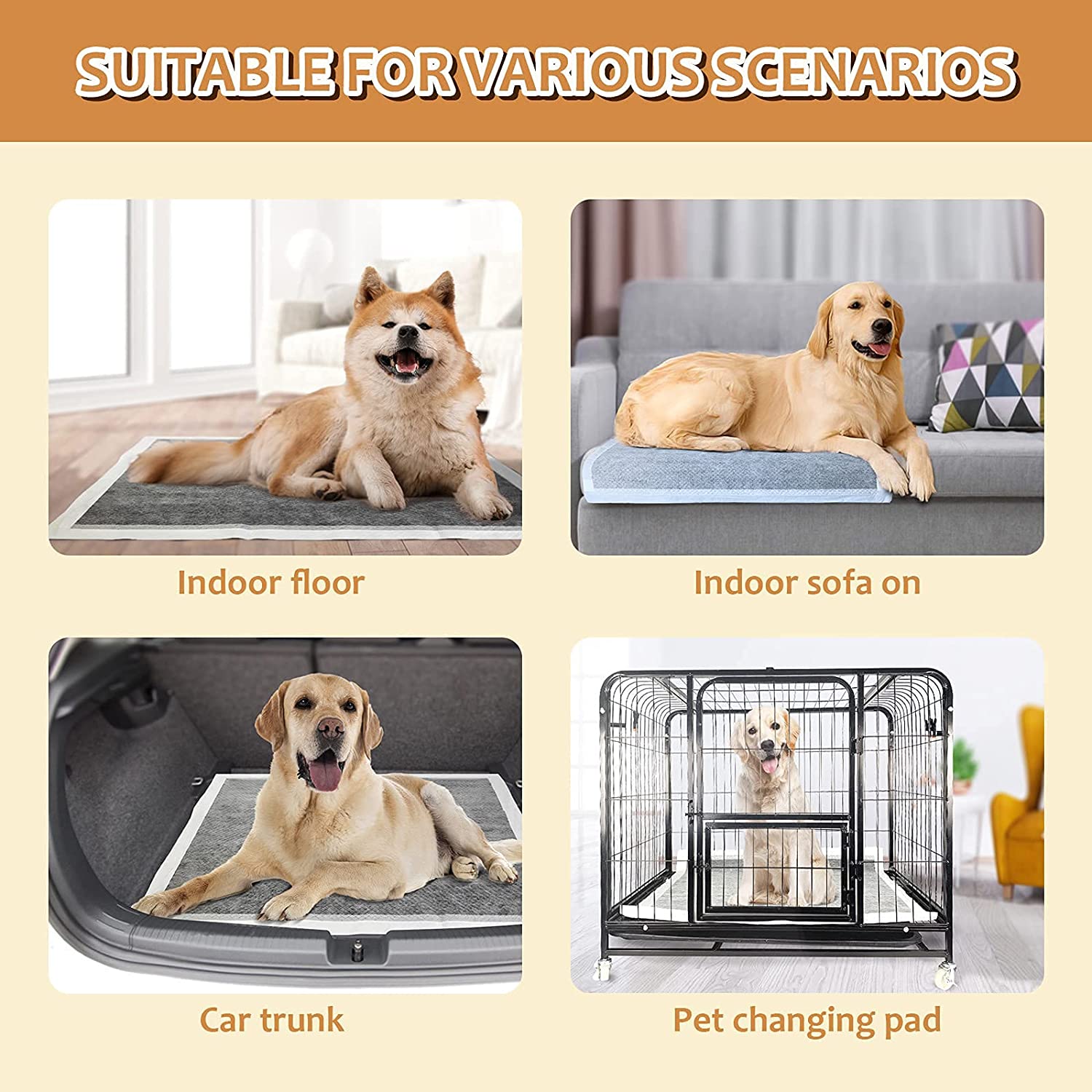 Dog Pee Pads Extra Large 28" x 34", 30 Count, Activated Carbon Charcoal Puppy Pads XL, Potty Pads for Dogs with Adhesive Sticky Tape, Disposable Training Bed Pads for Pets, Doggies, Cats