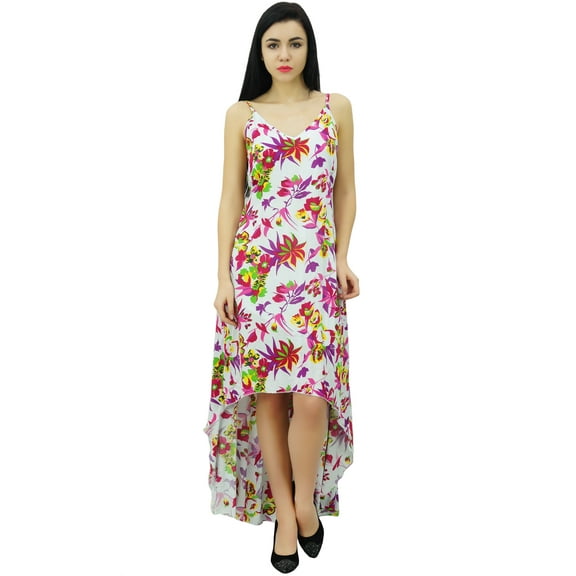 Bimba Women Asymmetrical Hem Spaghetti Straps Sundress Long Summer Beach Dresses