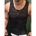 thumbnail image 6 of Men See Through Vest Crewneck Sleeveless Tank Tops Shirts Black S, 6 of 7