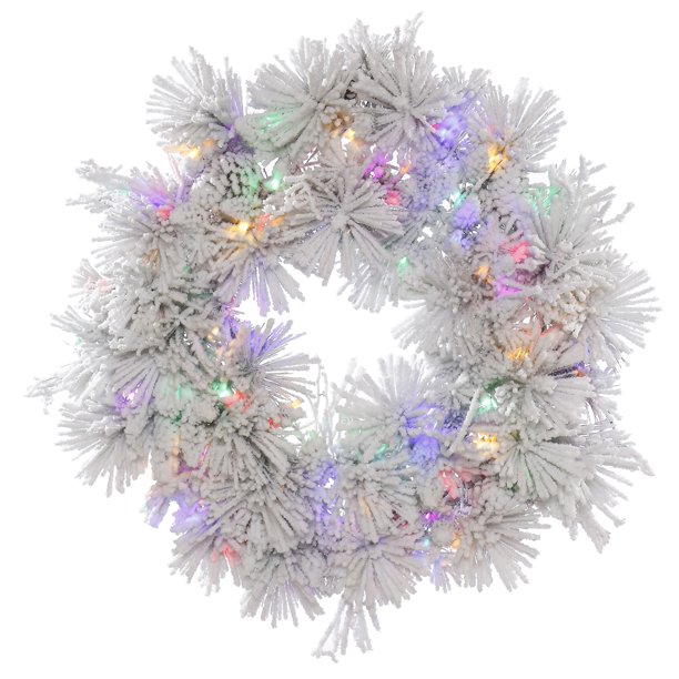 Vickerman 30" Flocked Alberta Wreath w/Cone 50 LED Multicolor Lights