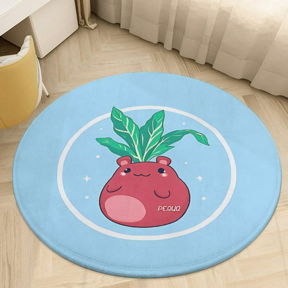Cute Frog Round Area Rugs for Bedroom Living Room, 3FT Soft Indoor Circle Carpets, Carpet Home Decor Floor Mat